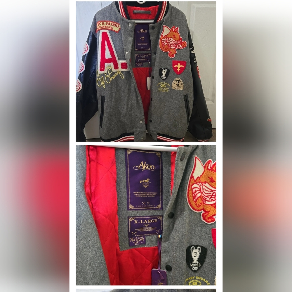 Akoo Rugby Union Jacket in Gray and Black with Red Accents